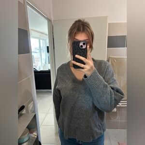 Zara Charcoal V-Neck Women's Sweater